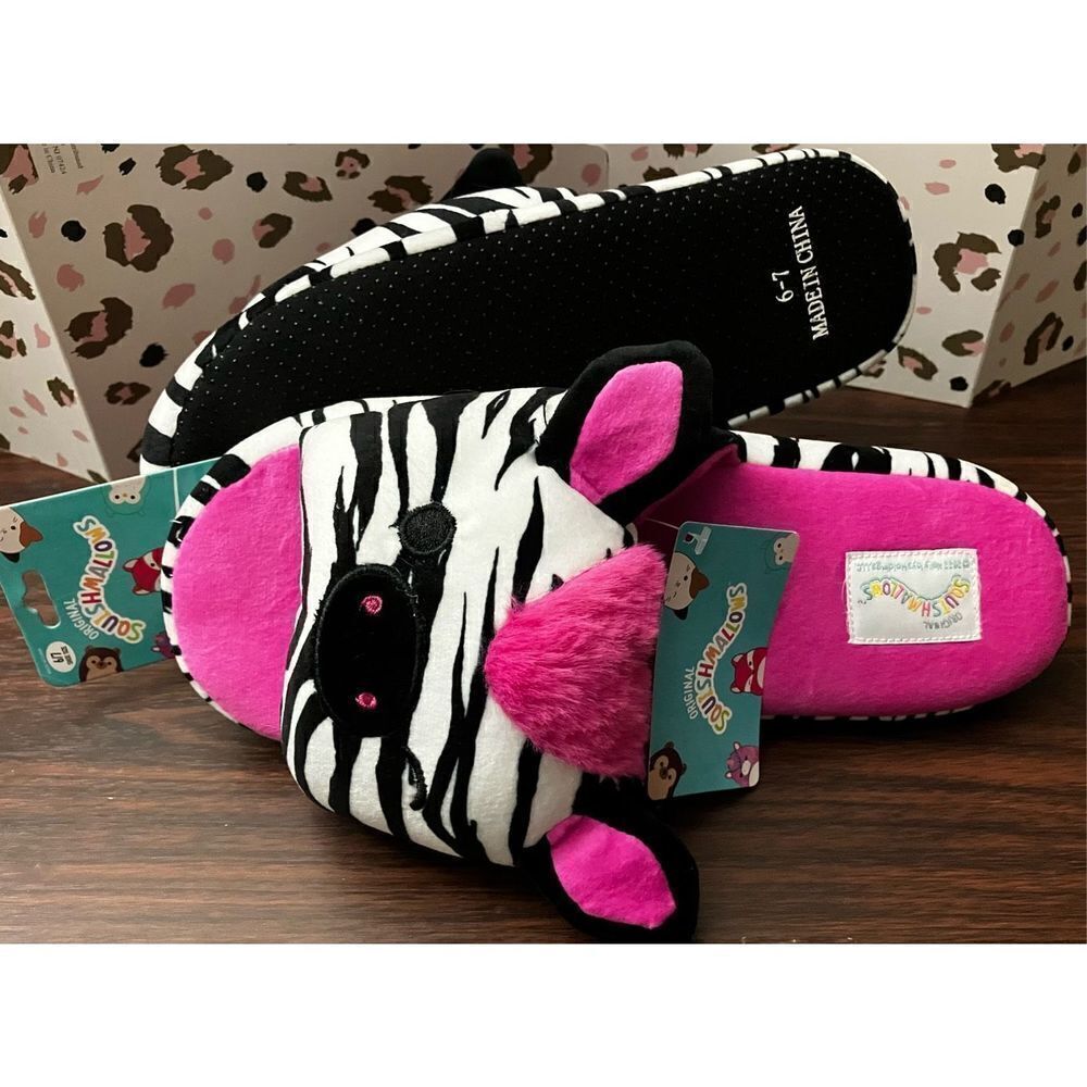 Original Squishmallows Tracey The Zebra Adult Slippers